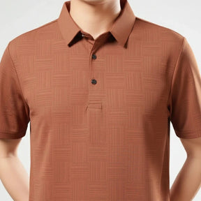 [Leve 5, Pague Só 3] Camisa Polo Mazano Masculina em Poliéster e Spandex com Textura Geométrica e Botões Metálicos + BRINDES
