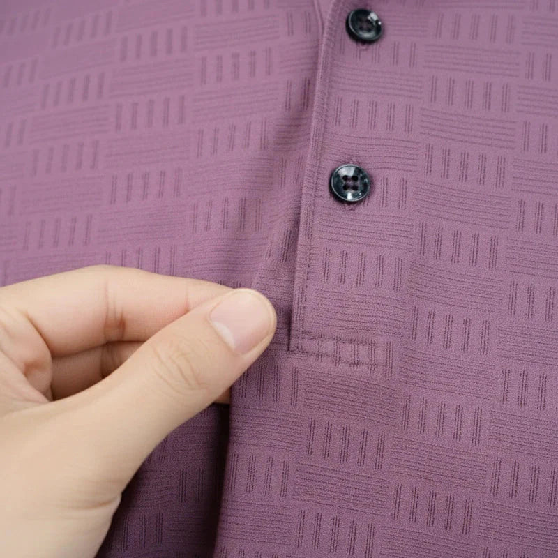 [Leve 5, Pague Só 3] Camisa Polo Draxen Masculina em Seda Gelada e Poliéster de Caimento Reto com Textura Geométrica + BRINDES